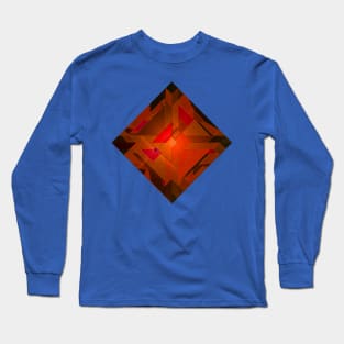 Orange and Red Square Shape Gemstone Long Sleeve T-Shirt